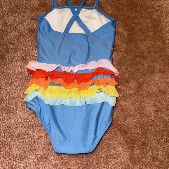 Hanna Andersson Blue One Piece with Rainbow Ruffles - Picture 3 of 3